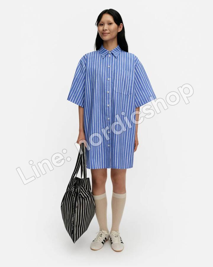 Marimekko Niidet Piccolo Kioski 洋裝・藍色、白色