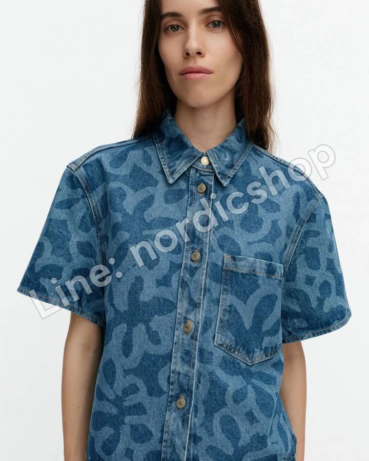 Marimekko Maridenim Kuvata Kukka 牛仔襯衫・靛藍(2)