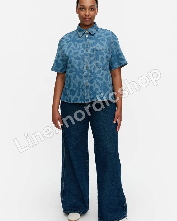 Marimekko Maridenim Kuvata Kukka 牛仔襯衫・靛藍(4)