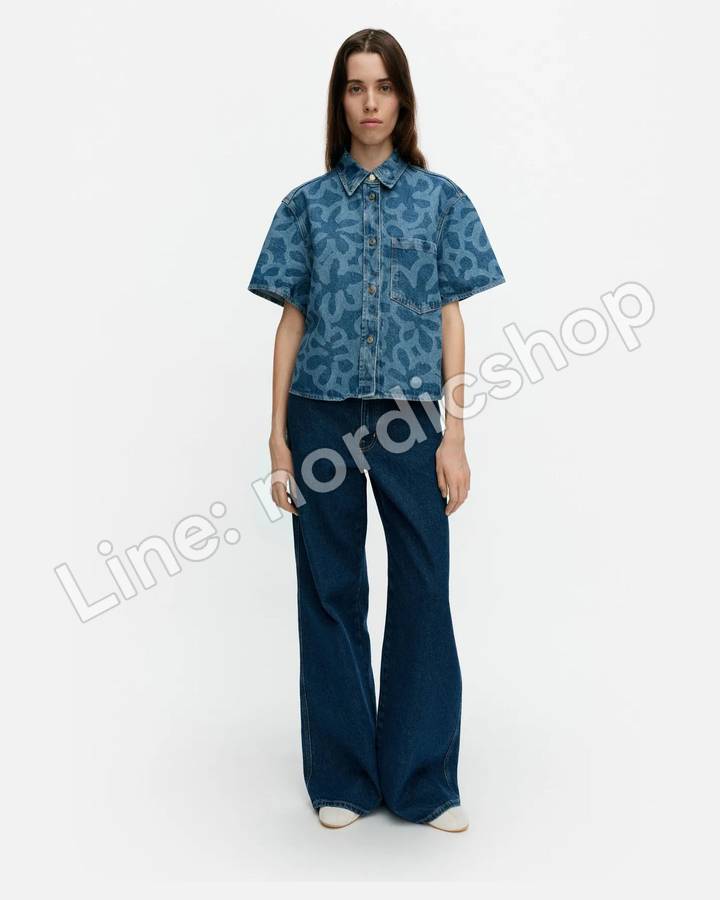 Marimekko Maridenim Kuvata Kukka 牛仔襯衫・靛藍