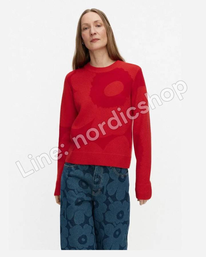 Marimekko Aukio Unikko 針織上衣・深紅、紅色
