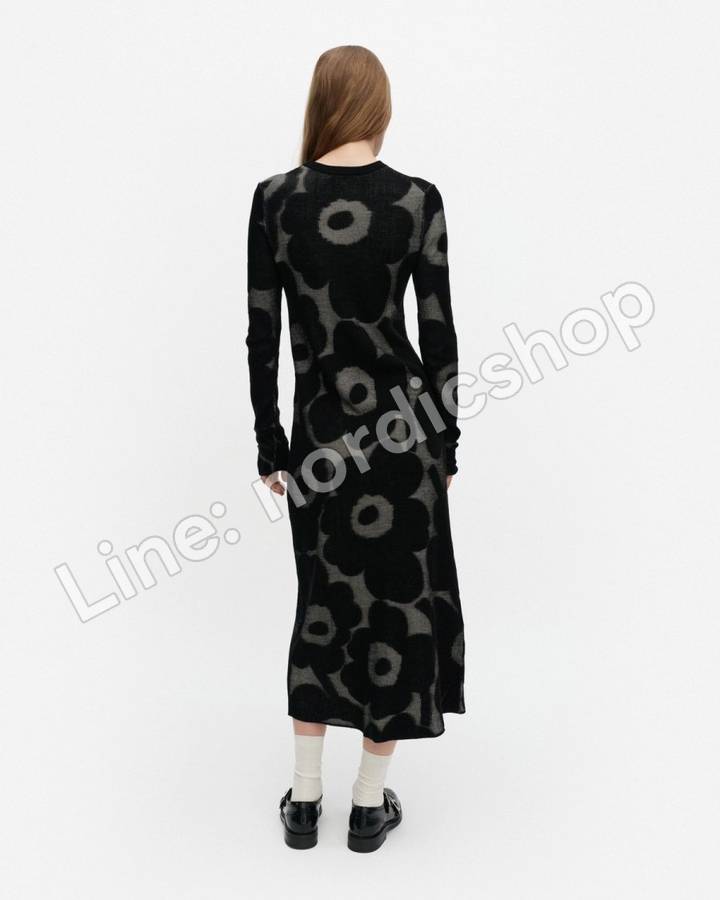 Marimekko Laatia Unikko 針織洋裝・黑色、粉紅(3)