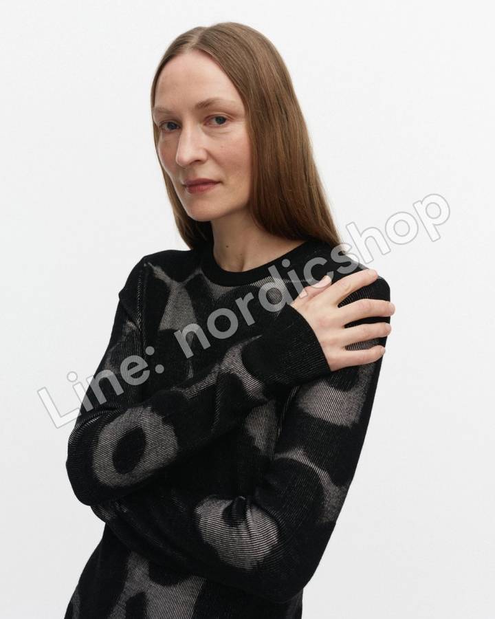 Marimekko Laatia Unikko 針織洋裝・黑色、粉紅(4)