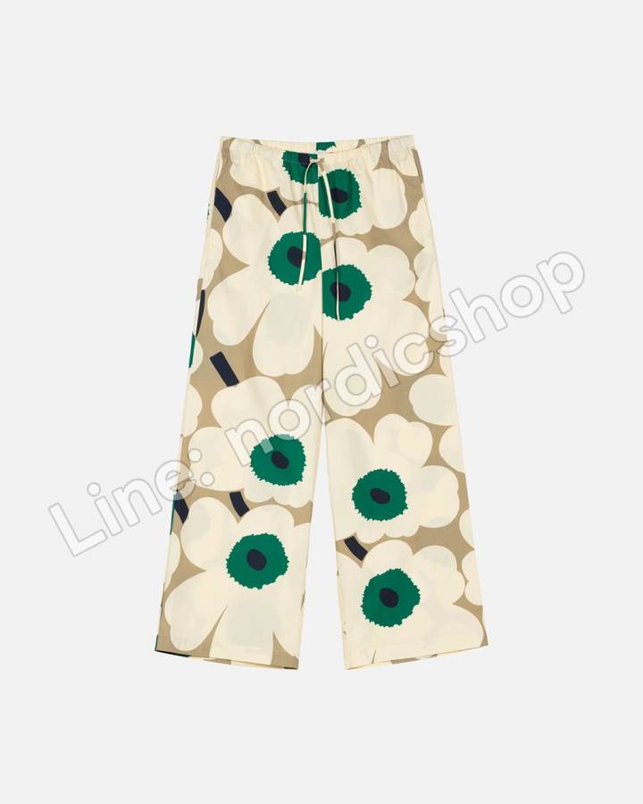 Marimekko Arvoituksia Unikko 睡褲・米色、卡其綠、綠色(3)